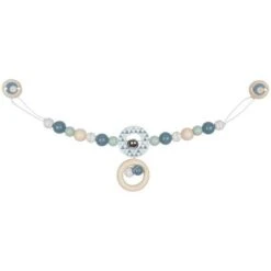 Chaîne De Poussette En Bois Géométrie Bleu Clair Heimess® - Accessoire Bébé Bio