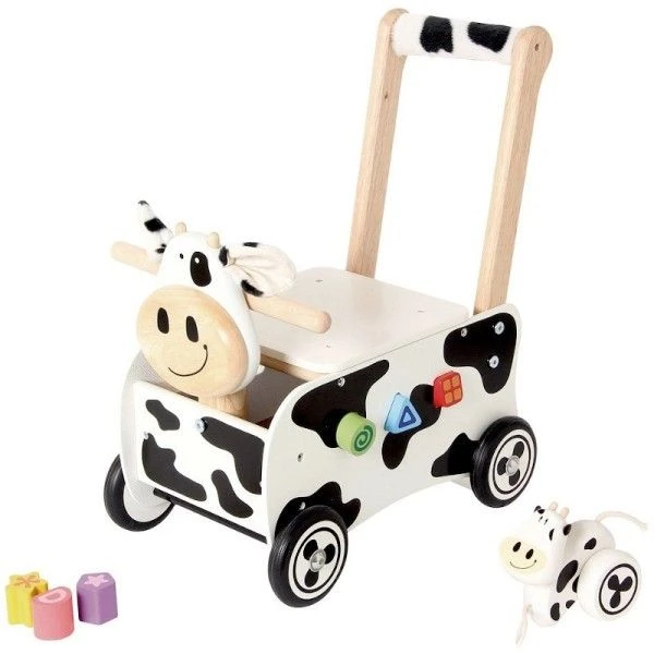 Chariot De Marche En Bois 3 En 1 Vache Clara I'm Toy® - Jouets En Bois 4 Chariot De Marche En Bois 3 En 1 Vache Clara I'm Toy® - Jouets En Bois – Image 2