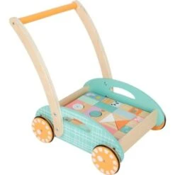 Chariot De Marche En Bois 34 Cubes Pastel Small Foot By Legler® - Jouets
