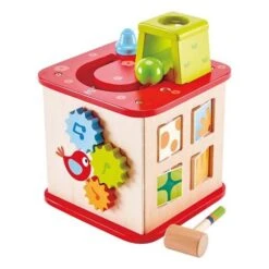 Cube D'activités Chiot 'Arc En Ciel' Et Ses Amis Hape - Jouets En Bois -Bois Jouets Magasin cube d activites chiot arc en ciel et ses amis hape jouets en bois 2