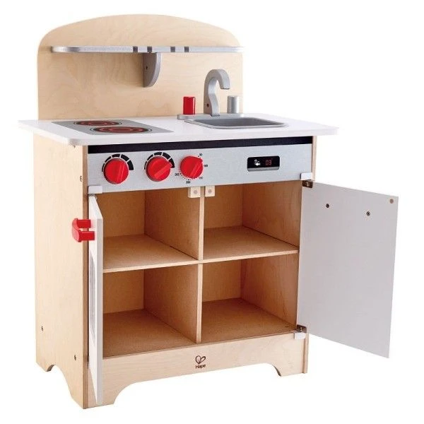 Dinette En Bois Kitchenette Avec Four Gourmet Blanche Hape® - Jouet Imitation 4 Dinette En Bois Kitchenette Avec Four Gourmet Blanche Hape® - Jouet Imitation – Image 2