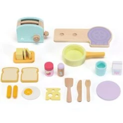 Dinette Set Petit Déjeuner Coloré Girly Avec Plaque, Grille Pains Et Aliments Sevi 1831® - Jouet En Bois -Bois Jouets Magasin dinette set petit dejeuner colore girly avec plaque grille pains et aliments sevi 1831 dinette en bois 2