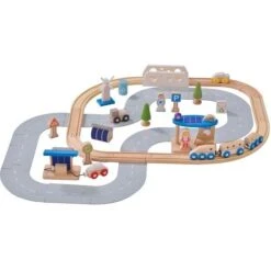 EverEarth® Circuit Train En Bois Ville écologique - Jouets Bois
