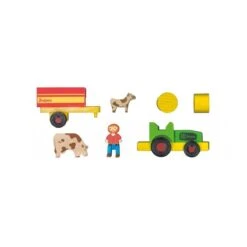 Jouet Tracteur Remorque & Animaux De La Ferme Jeujura® | Ref: 8273 - Jouets En Bois -Bois Jouets Magasin figurines en bois les animaux de la ferme jeujura ref 8270 jouets ecologiques 2