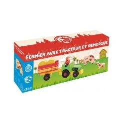 Jouet Tracteur Remorque & Animaux De La Ferme Jeujura® | Ref: 8273 - Jouets En Bois -Bois Jouets Magasin figurines en bois les animaux de la ferme jeujura ref 8270 jouets ecologiques 3