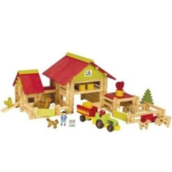Grande Ferme Avec Tracteur & Animaux Chalet à Comté Jeujura® 220 Pcs | Ref: 8059 - Jouets En Bois
