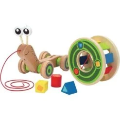 Jouet à Tirer Escargot Roulant Avec Jeu De Formes Hape®- Jouets Bois -Bois Jouets Magasin hape jouet a tirer escargot de formes jouets hape 2