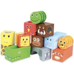 Hochets En Bois Sensoriel 11 Cubes Sonores Animaux D'Afrique Vilac®- Jouets En Bois