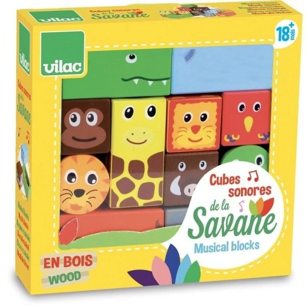 Hochets En Bois Sensoriel 11 Cubes Sonores Animaux D'Afrique Vilac®- Jouets En Bois 6 Hochets En Bois Sensoriel 11 Cubes Sonores Animaux D'Afrique Vilac®- Jouets En Bois – Image 4