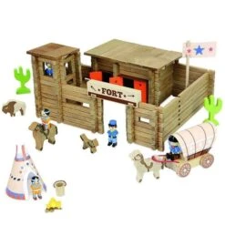 Jeu De Construction En Bois Jeujura® Far West Le Fort 200 Pièces | Ref: 88051 - Jouet En Bois Jeujura