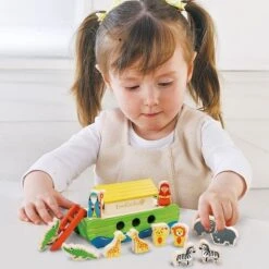 Jouet Arche De Noé EverEarth - Jouets Bois -Bois Jouets Magasin jouet boite a formes arche de noe everearth jouets bois 1 2