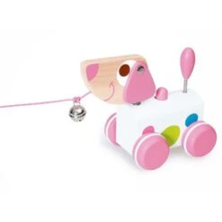 Jouet En Bois à Trainer 4 Roues Chien Ella Rose & Blanche Scratch® - Jouet En Bois Bébé écolos -Bois Jouets Magasin jouet en bois a trainer 4 roues chien ella rose blanche scratch jouet en bois bebe ecolos 1