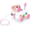 Jouet En Bois à Trainer 4 Roues Chien Ella Rose & Blanche Scratch® - Jouet En Bois Bébé écolos