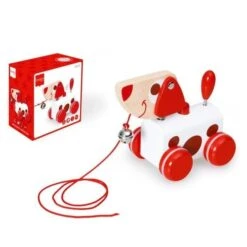 Jouet En Bois à Traîner 4 Roues Chien Jack Rouge & Blanc Scratch® - Jouet En Bois Bébé écolos -Bois Jouets Magasin jouet en bois a trainer 4 roues chien jack rouge blanc scratch jouet en bois bebe ecolos 1