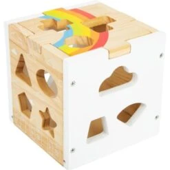 Jouet En Bois Cube Boite à Formes Arc-en-ciel Small Foot By Legler® - Cubes En Bois -Bois Jouets Magasin jouet en bois cube boite a formes arc en ciel small foot by legler cubes en bois 2