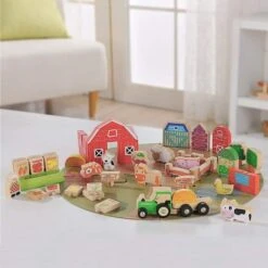 Jouet En Bois Cubes & Formes 53 Piècesjeu 'Ma Ferme Bio' EverEarth® - Jouets En Bois -Bois Jouets Magasin jouet en bois cubes formes jeu ma ferme bio everearth jouets en bois 4
