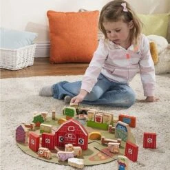 Jouet En Bois Cubes & Formes 53 Piècesjeu 'Ma Ferme Bio' EverEarth® - Jouets En Bois -Bois Jouets Magasin jouet en bois cubes formes jeu ma ferme bio everearth jouets en bois 5