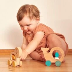 Jouet En Bois Hochet Éléphant à Pousser Petitcollage® -Jouet En Bois Bébé -Bois Jouets Magasin jouet en bois hochet elephant a pousser petitcollage jouet en bois bebe 3