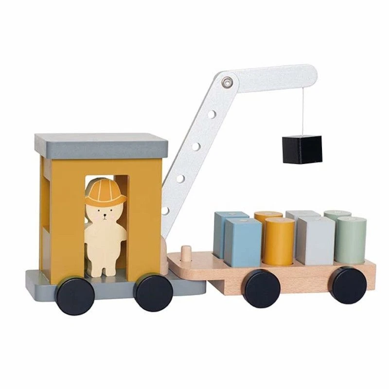 Jouets En Bois Camion Grue Avec Aimant Jabadabado® - Jouet Bois Bébés 3 Jouets En Bois Camion Grue Avec Aimant Jabadabado® - Jouet Bois Bébés