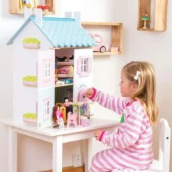 Jouets En Bois Maison De Poupées Victorienne Meublée Blue Bird Cottage Le Toy Van® - Jouets Imitation -Bois Jouets Magasin jouets en bois maison de poupees victorienne meublee blue bird cottage le toy van 2