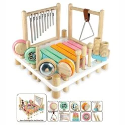 Jouets En Bois Table Musicale Carré Pastel I'm Toy® - Table Musicale Bébé -Bois Jouets Magasin jouets en bois table musicale carre pastel i m toy porteur en bois 3