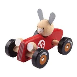 Petite Voiture Course Rouge En Bois Plantoys - Jouet En Bois