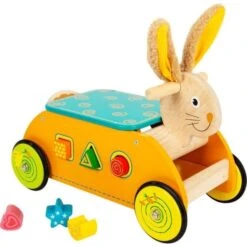 Porteur En Bois Avec Formes à Encastrer Lapin Small Foot By Legler® - Porteur En Bois -Bois Jouets Magasin porteur en bois avec formes a encastrer lapin small foot by legler porteur en bois 3