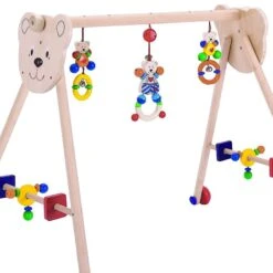 Portique D'activité En Bois Sur Roulettes Ourson Petit Cœur Heimess® - Trapèze En Bois -Bois Jouets Magasin portique d activite en bois sur roulettes ourson petit coeur heimess trapeze en bois 2
