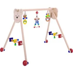 Portique D'activité En Bois Sur Roulettes Ourson Petit Cœur Heimess® - Trapèze En Bois