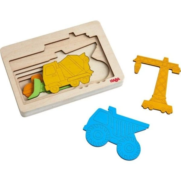 Jouet En Bois Puzzle 5 Pièces Véhicules De Chantier HABA® - Puzzles Bois 1er Age 5 Jouet En Bois Puzzle 5 Pièces Véhicules De Chantier HABA® - Puzzles Bois 1er Age – Image 3