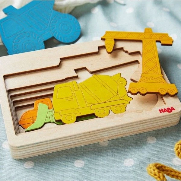 Jouet En Bois Puzzle 5 Pièces Véhicules De Chantier HABA® - Puzzles Bois 1er Age 6 Jouet En Bois Puzzle 5 Pièces Véhicules De Chantier HABA® - Puzzles Bois 1er Age – Image 4