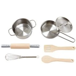 Set Du Chef Casseroles Métal & Bois Dinette Hape® - Dinette Métal -Bois Jouets Magasin set du chef casseroles metal bois dinette hape dinette metal 2