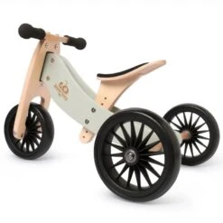 Tricycle évolutif Draisienne En Bois 2 En 1 Tiny Tot Plus 12" Silver Vert Kinderfeets® - Tricycle Bois